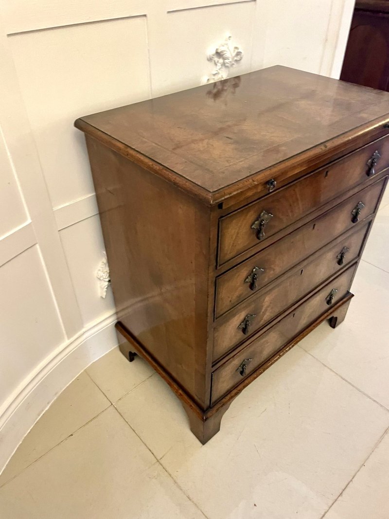 Antique Quality Burr Walnut Chest of Four Drawers with Brushing Slide - Image 4